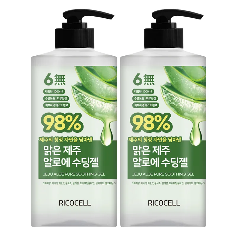 리코셀 대용량 저자극 맑은 제주 알로에 98% 수딩젤, 2개, 1L