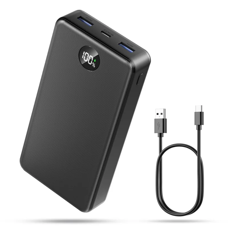 고속충전 대용량 보조배터리 30000mAh PD 22.5W QC3.0 잔량표시 멀티단자 + 20W C타입 케이블, 블랙-30000mAh, P1
