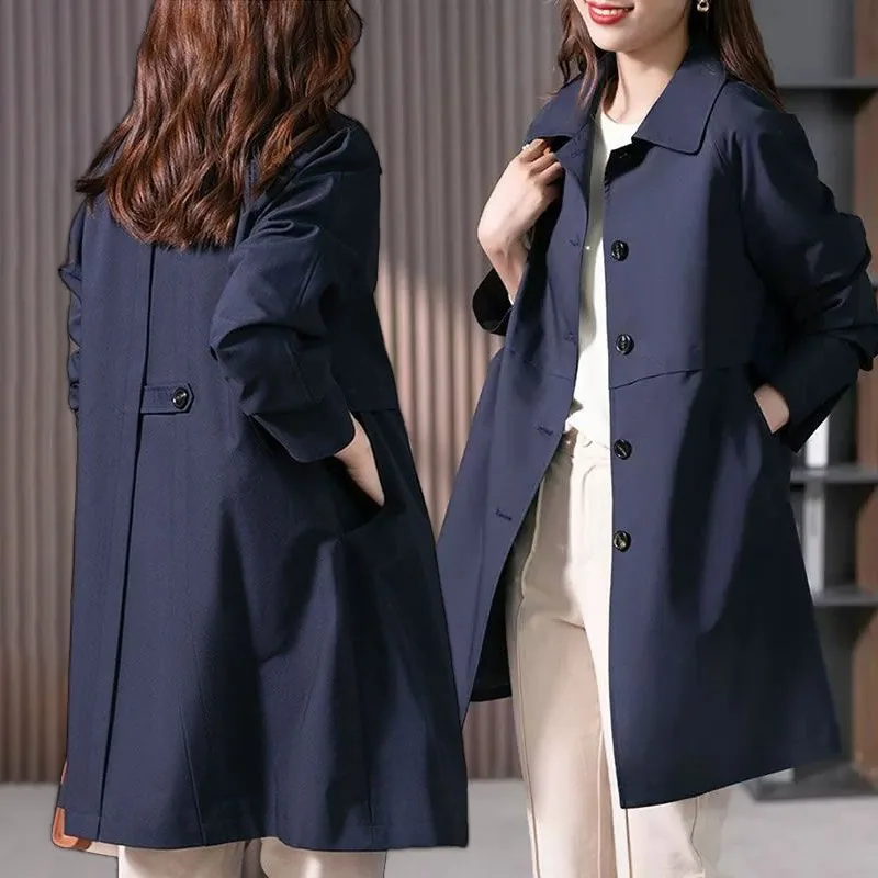 에쥬아 여성 트렌치 코트 스퀘어넥 봄가을 아우터 하프 코트