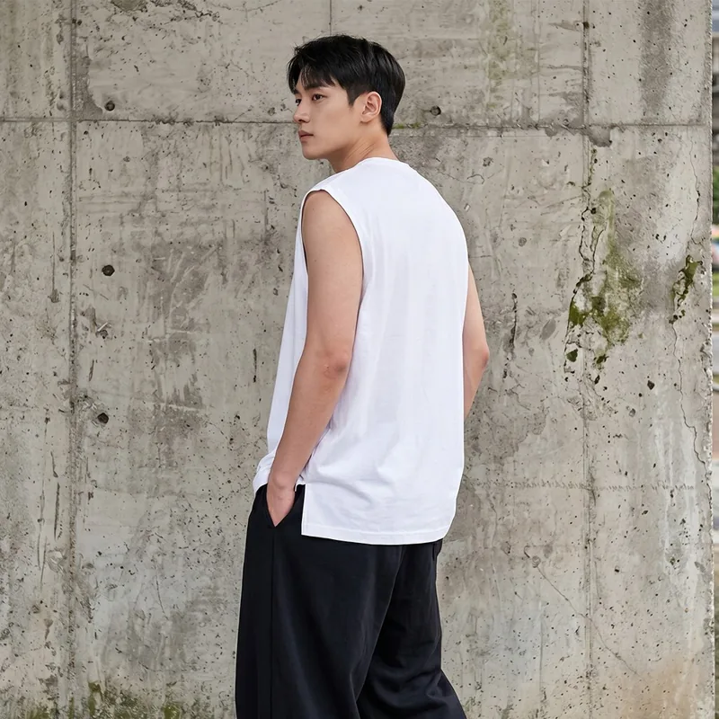 쿨쉐어 20수 레이어드 티셔츠 남자 순면 옆트임 이너 티