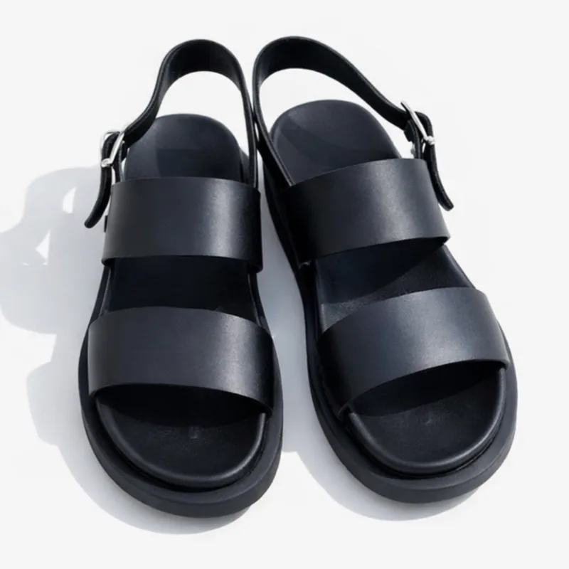 로버 남자샌들 4.5cm 키높이 여름 물놀이 발편한 가벼운 초경량 가죽 쿠션 샌들